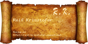 Reif Krisztofer névjegykártya